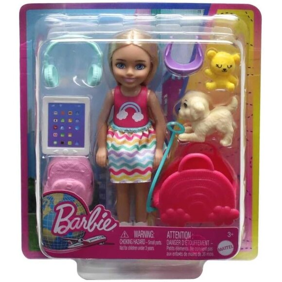 🆕Barbie Chelsea Small Doll Accessories, Travel Set with Puppy Pet & Backpack - Picture 6 of 8